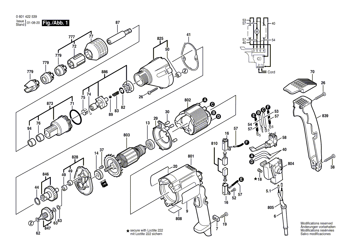 Bosch 1422-vsr - 0601422539 Tool Parts