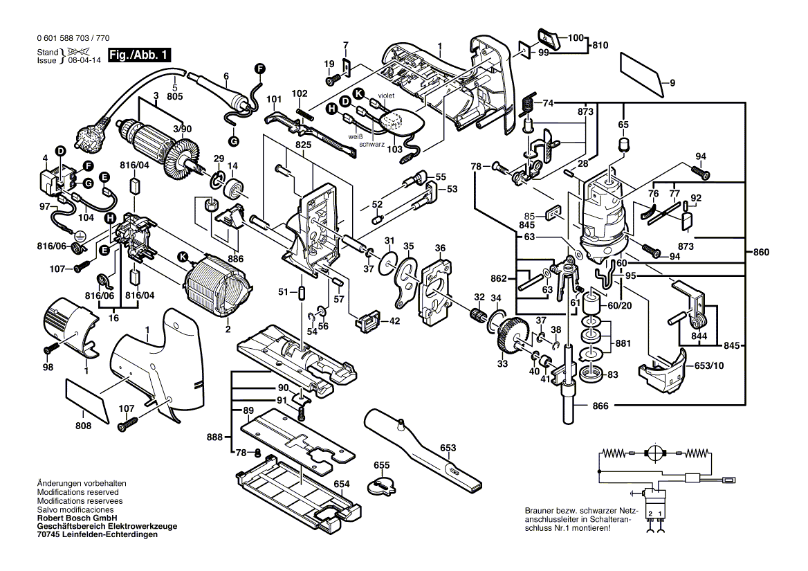 Bosch 1588evs - 0601588769 Tool Parts