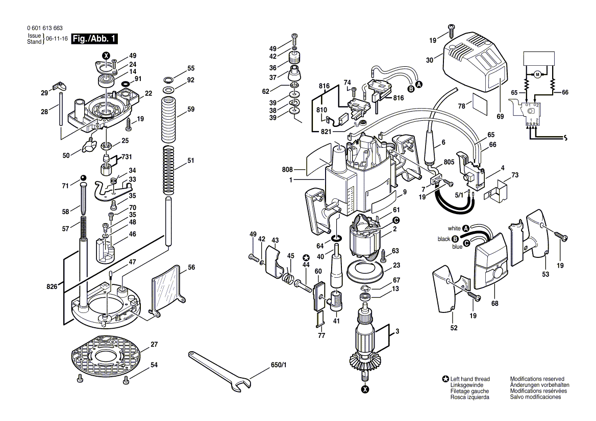 Bosch 1613aevs - 0601613663 Tool Parts
