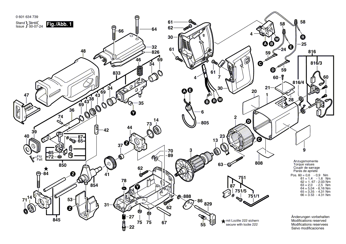 Bosch 1634-vs - 0601634739 Tool Parts
