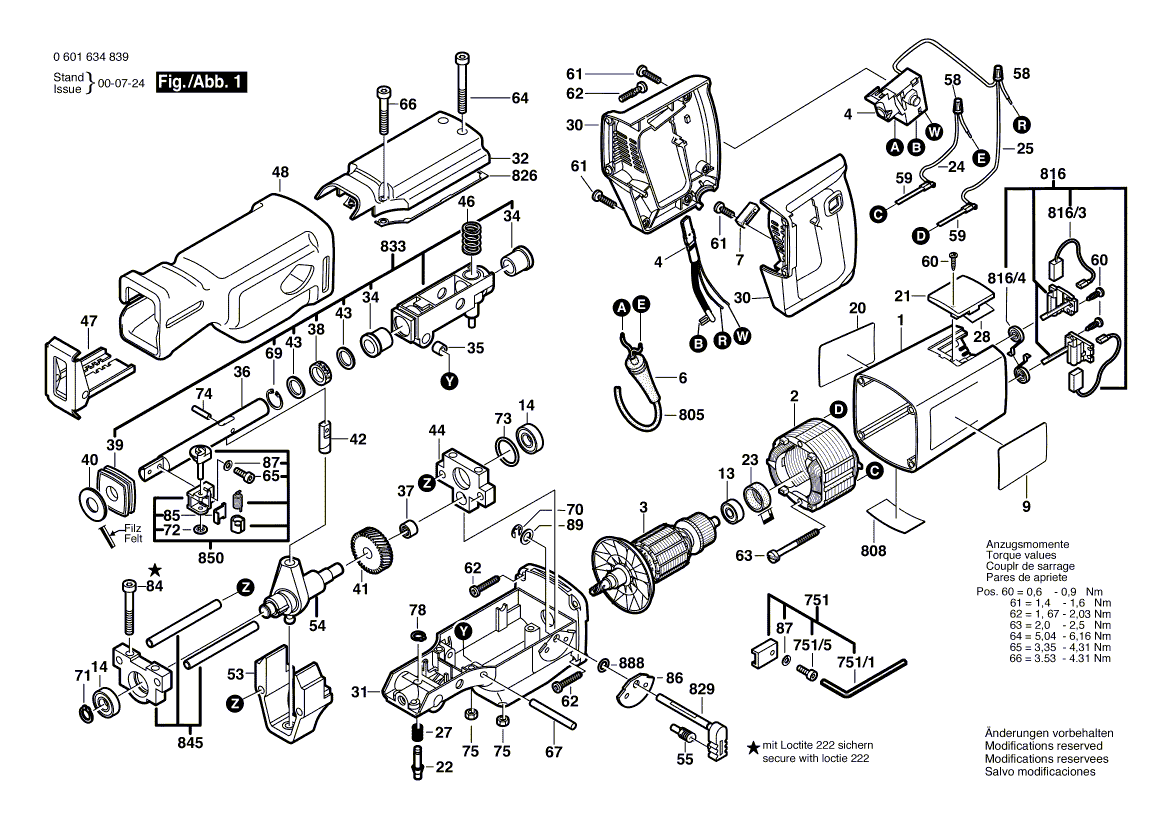 Bosch 1634-vs - 0601634839 Tool Parts