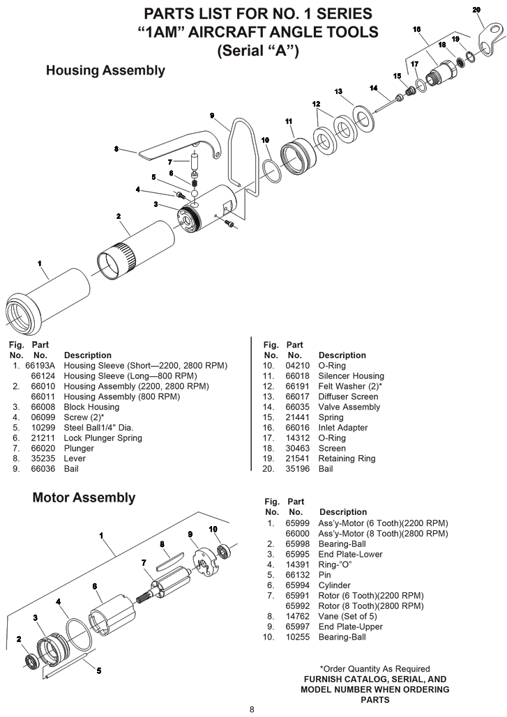 Sioux 1AM1451 Parts - Miniature Angle Drill