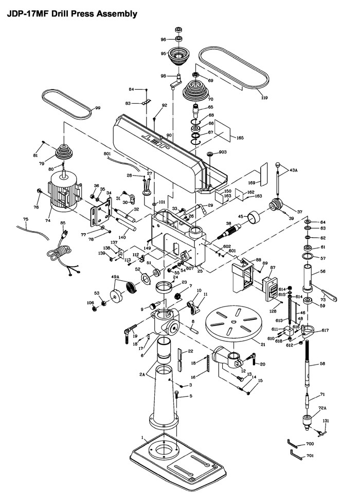 Jet 354169 Drill Press Parts