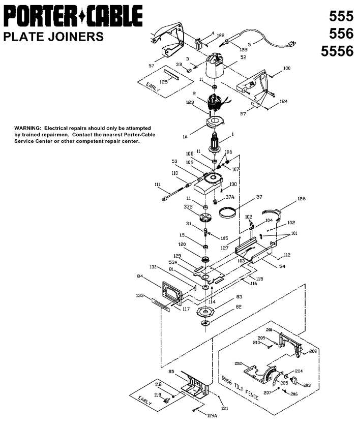 Porter Cable 5556 Plate Joiner Parts