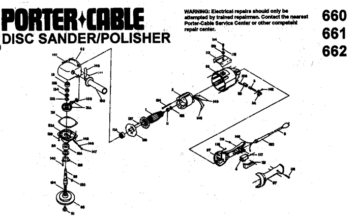 Porter Cable 662 Disc Sander / Polisher Parts (Type 2)