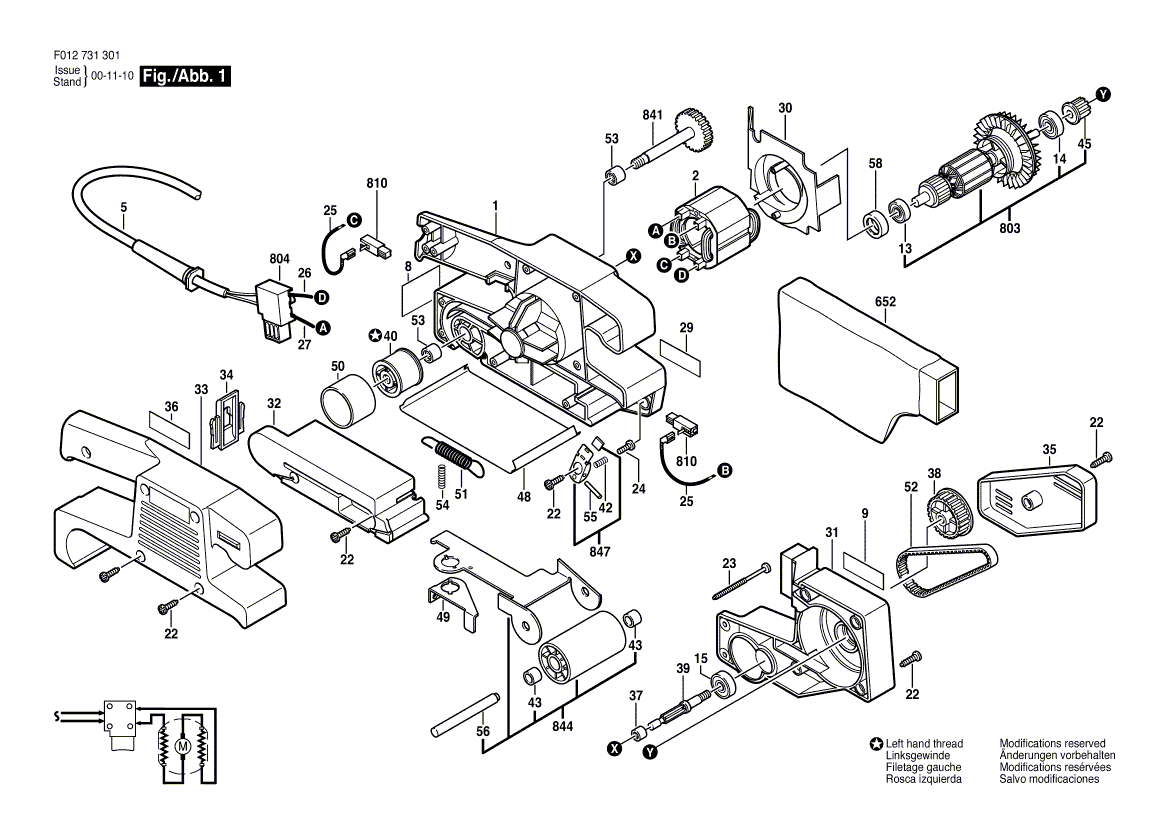 Skil 7313 f012731301 Parts - Belt Sander
