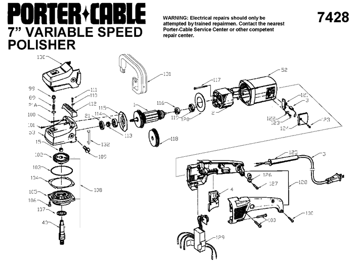 Porter Cable 7428 7" Polisher Parts