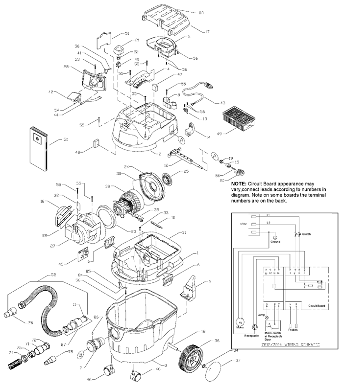 Porter Cable 7812 Wet-Dry Vacuum Parts