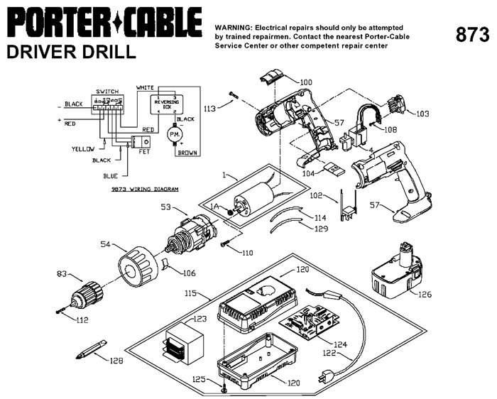 Porter Cable 873 14.4v PH Cordless Parts