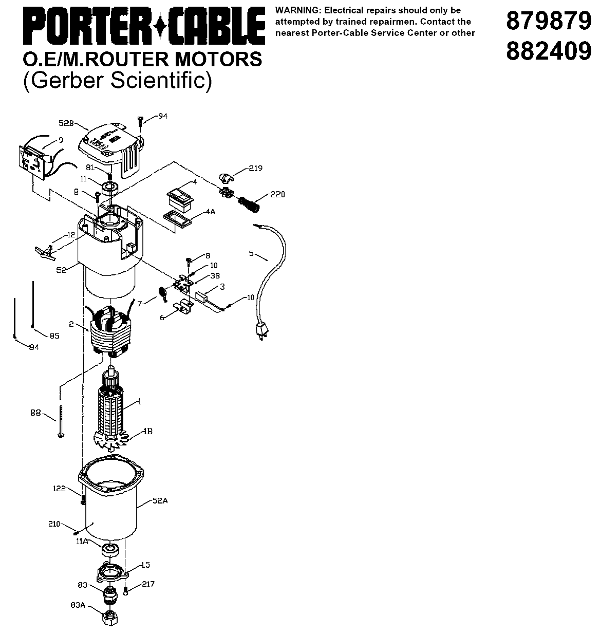 Porter Cable 882409 Router Parts