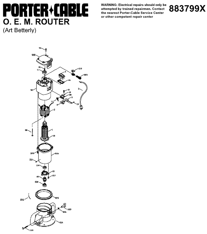 Porter Cable 883799X Router Parts