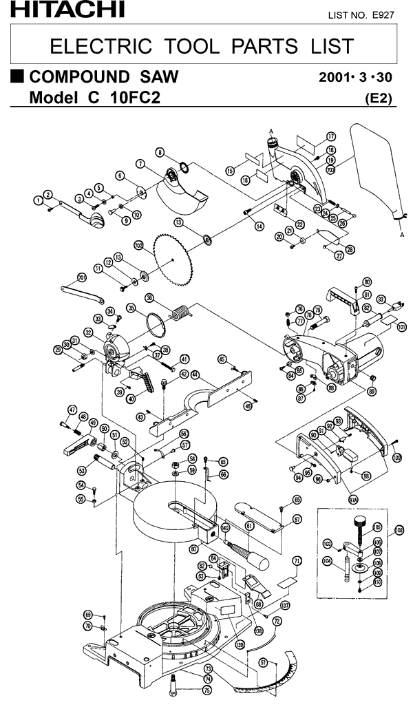 Hitachi C10FC2 Parts - Compound Miter saw