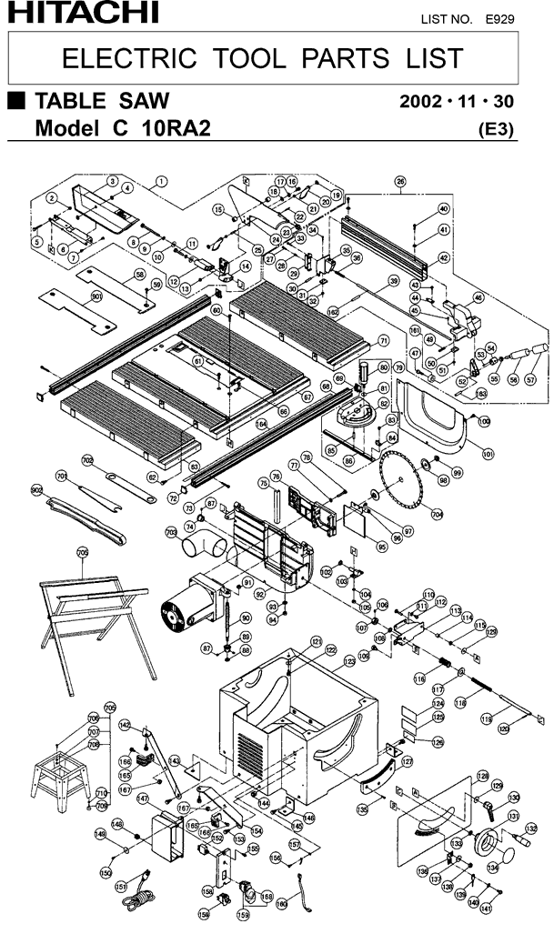 Hitachi C10RA2 Parts - Table Saw
