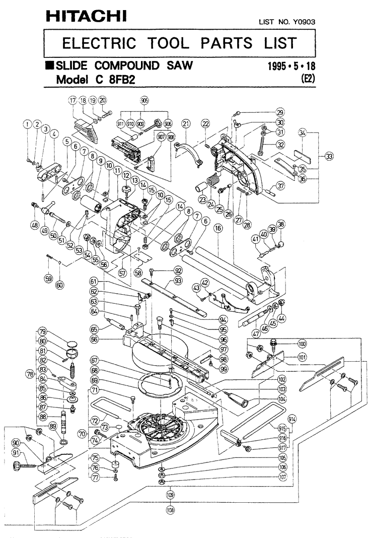 Hitachi C8FB2 Parts - Slide Compound Miter saw