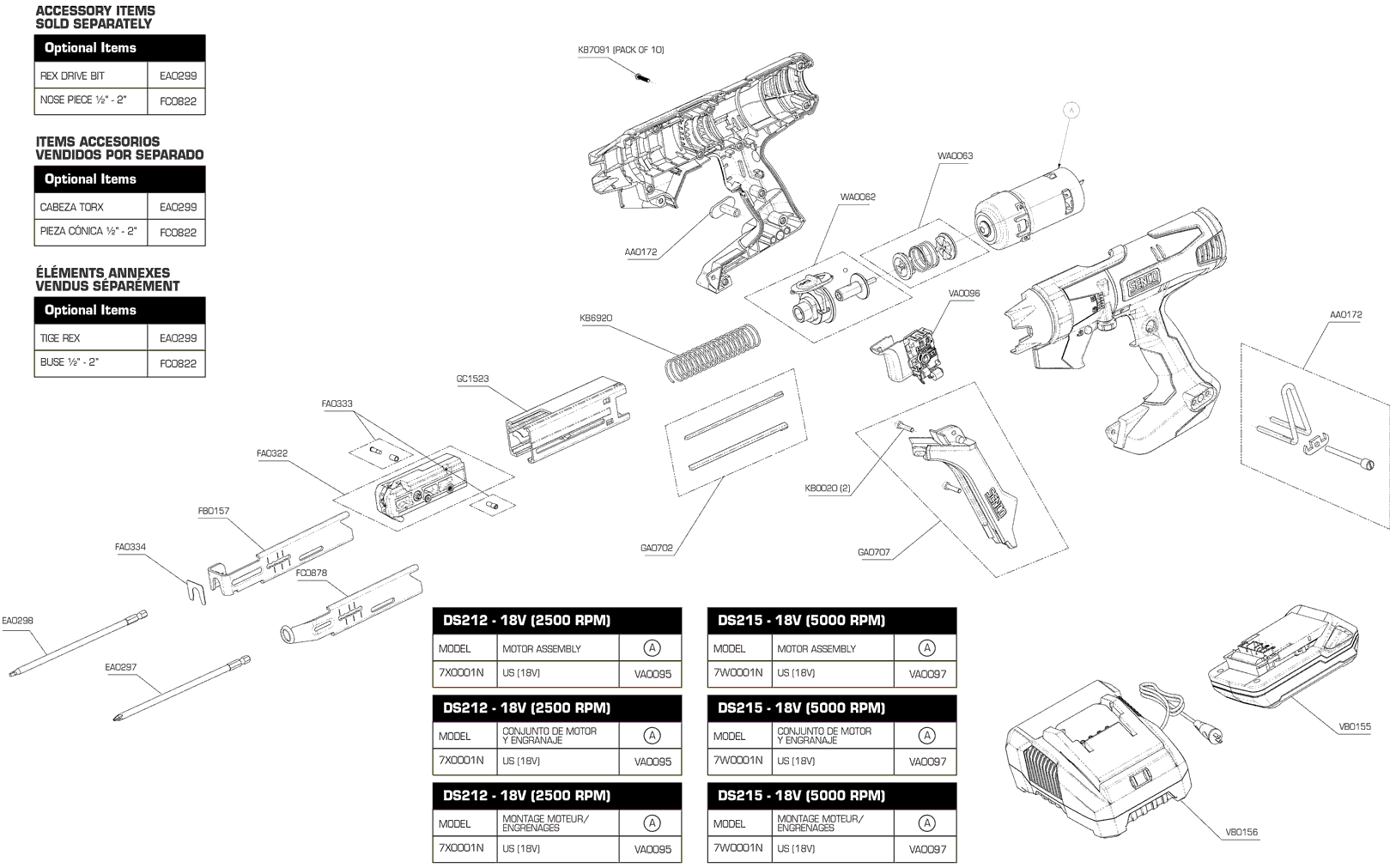 Senco DS215-18v Parts - Screw System