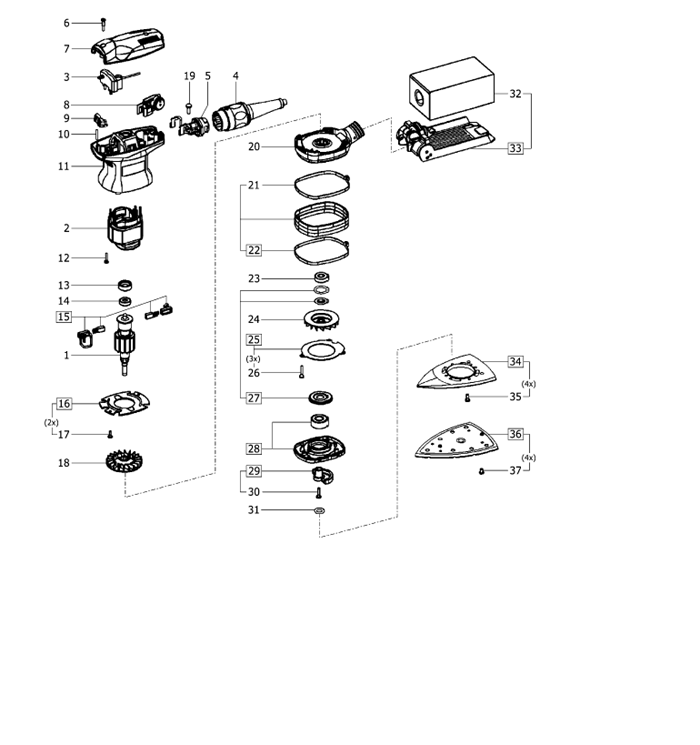 Festool DS400-EQ (490243) Triangle Sander Parts