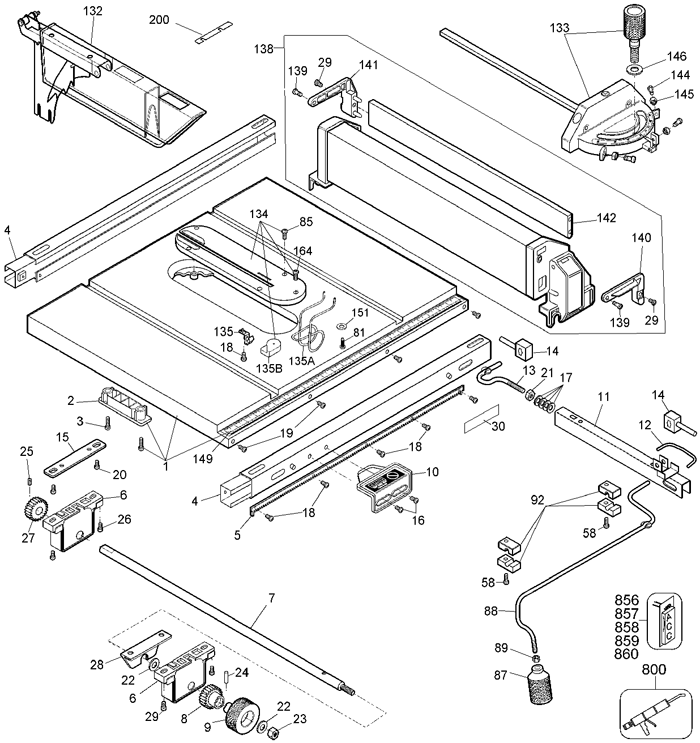 dewalt dw744 portable table saw parts (type 1)