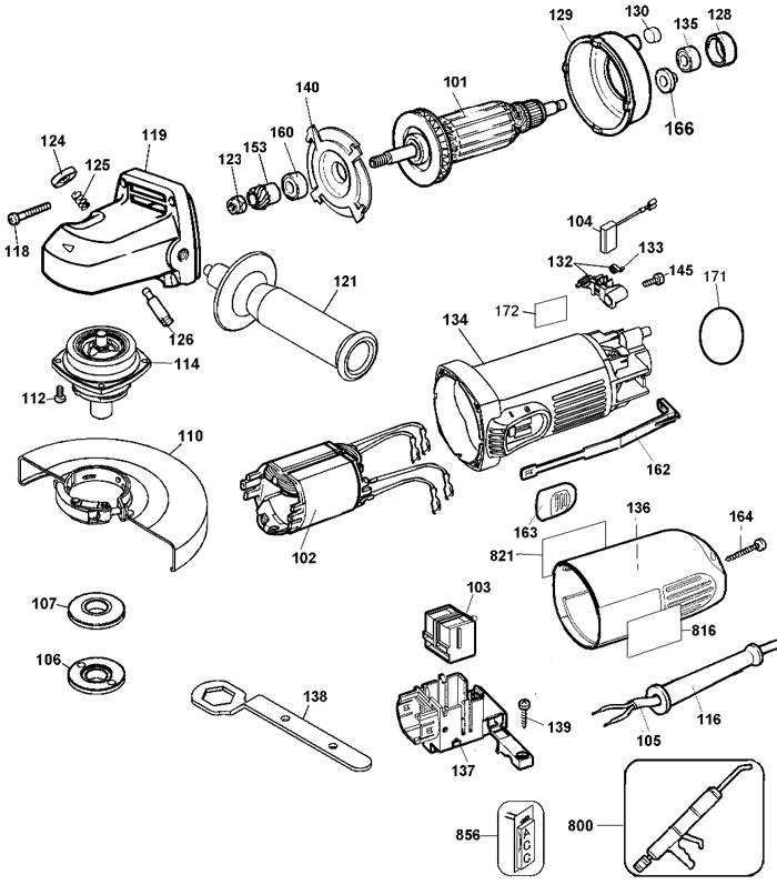 DeWALT DW824 Grinder Parts (Type 4)