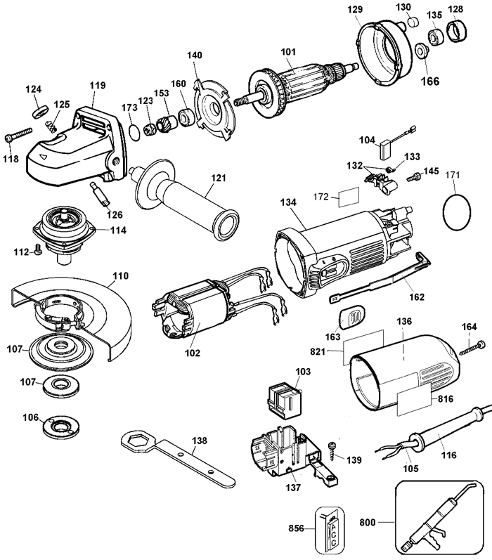 DeWALT DW827 Grinder Parts (Type 1)