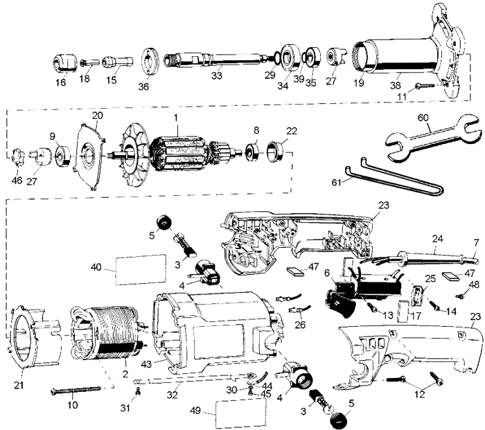 DeWALT DW888 2 inch Die Grinder Parts (Type 2)