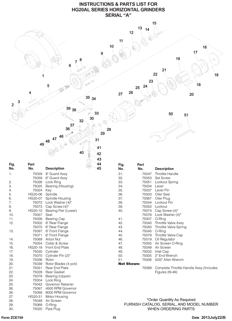 Sioux HG20AL-80P3 Parts - Horizontal Grinder