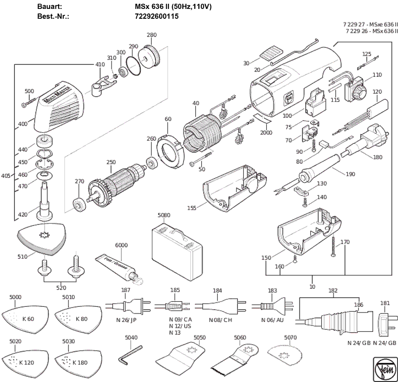 Fein MSX636II 72292600115 Parts - MultiMaster