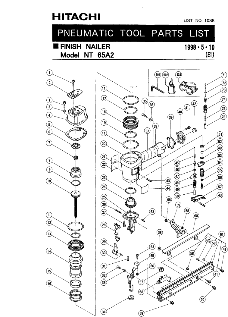Hitachi NT65A2 Parts - Finish Nailer