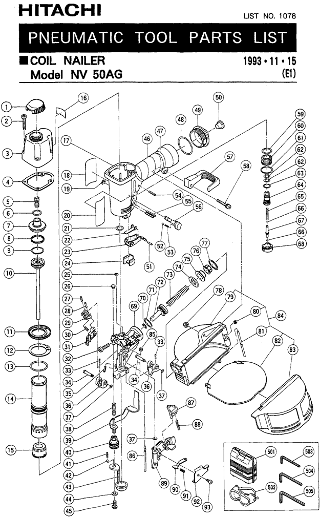 Hitachi NV50AG Parts - Coil Nailer