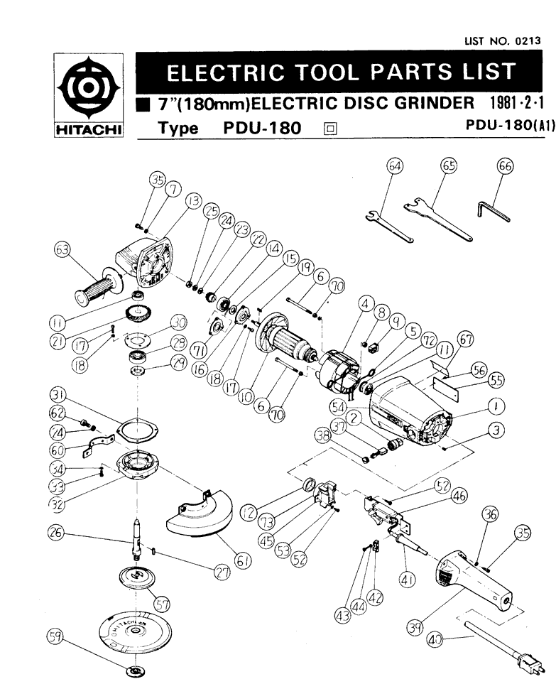 Hitachi PDU-180 Parts - Grinder