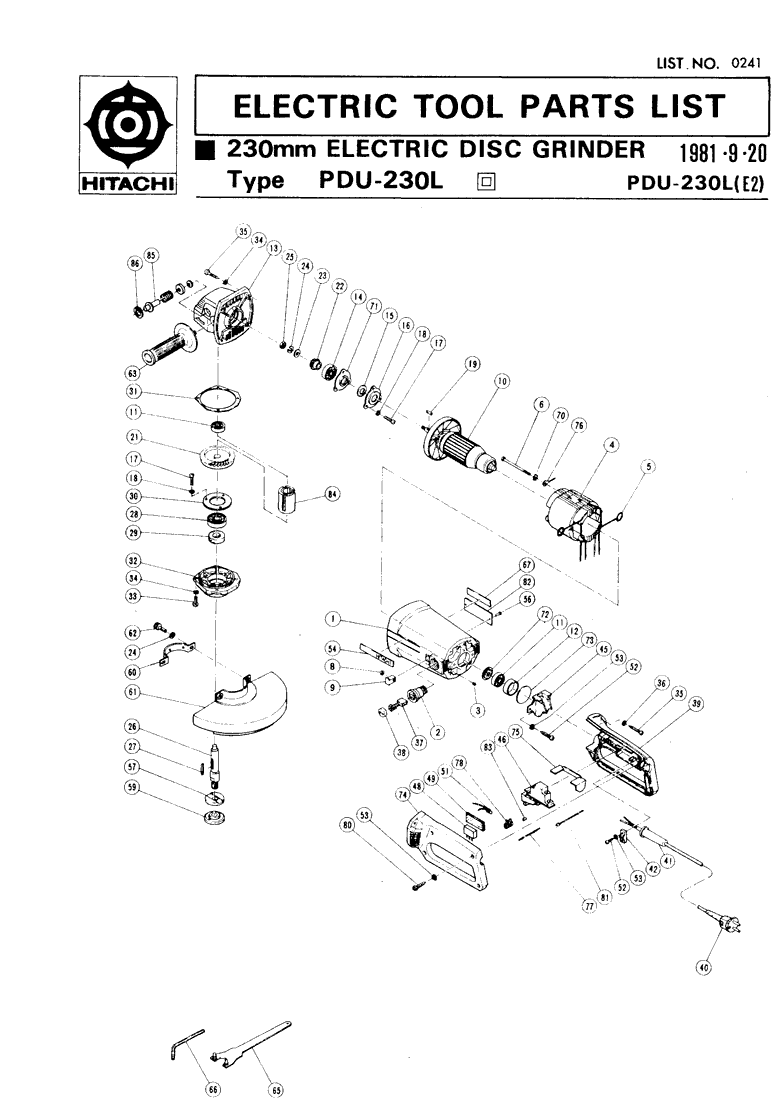 Hitachi PDU-230L Parts - Grinder