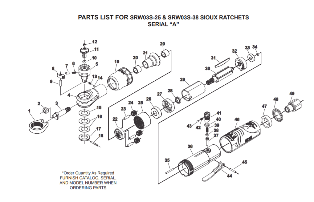 Sioux SRW03S-38 Parts - Ratchet Wrenches