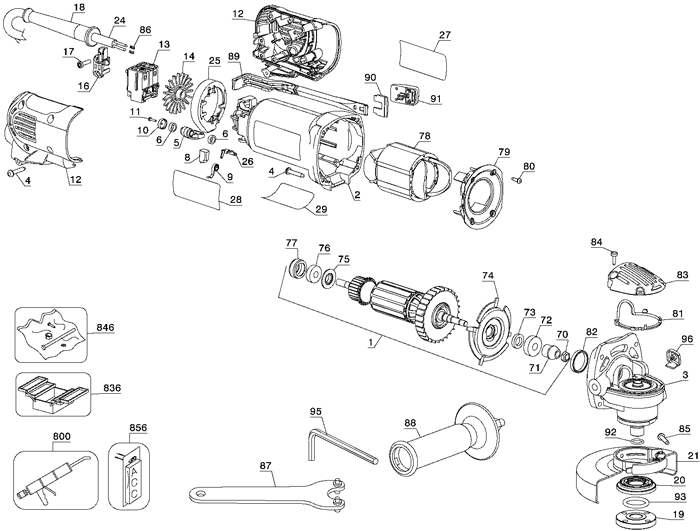 DeWALT D28112 Grinder Parts (Type 1)
