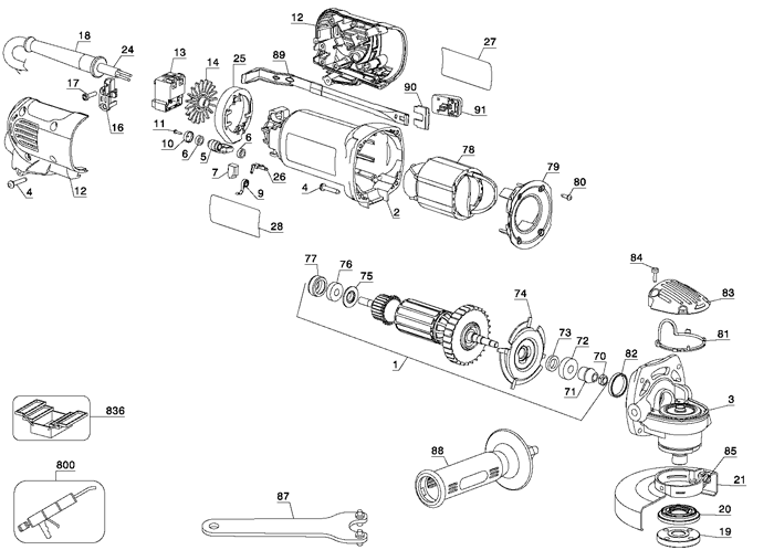 DeWALT D28112B2 Grinder Parts (Type 1)