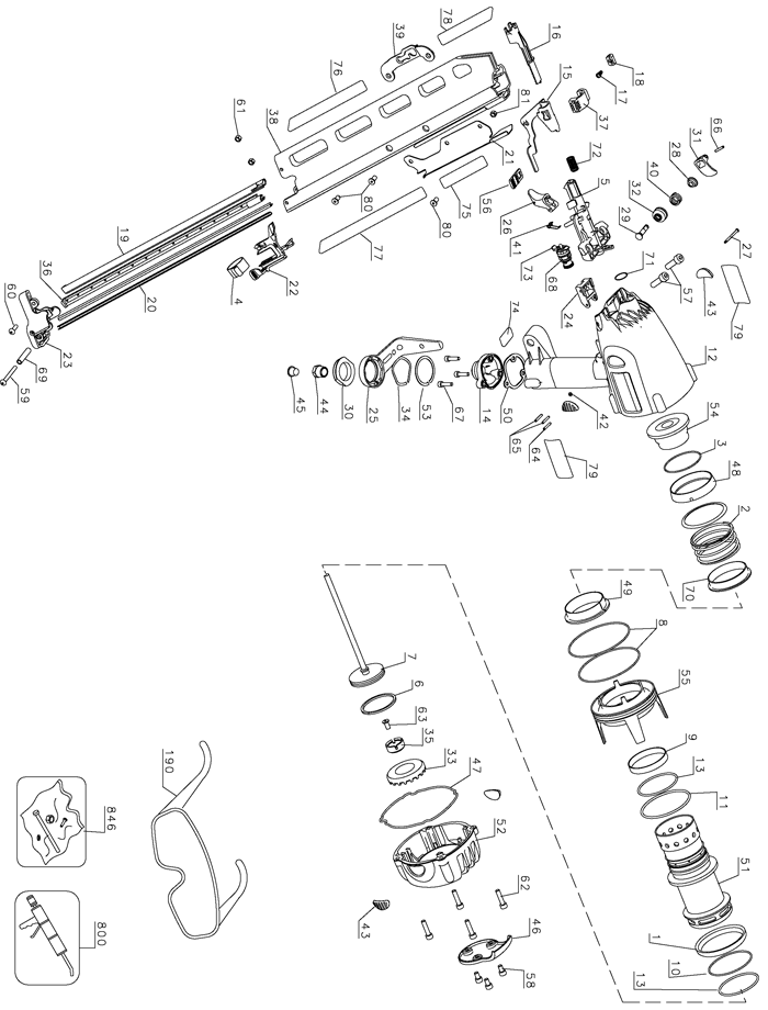 DeWALT D51823 Framing Nailer Parts (Type 1)