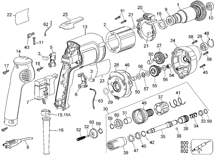 DeWALT DW267 Screwdriver Parts (Type 1)