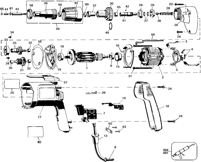DeWALT DW270W Screwdriver Parts (Type 1)
