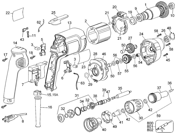 DeWALT DW276 Screwdriver Parts (Type 1)