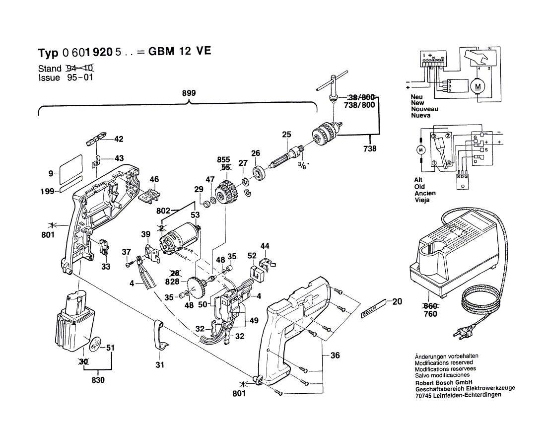 Bosch gbm12ve - 0601920534 Tool Parts