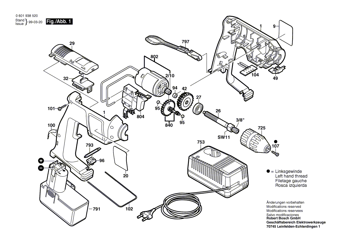 Bosch gbm12ves-2 - 06019385b5 Tool Parts
