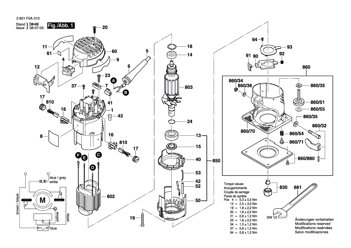 Bosch pr10e - 3601f0a010 Tool Parts