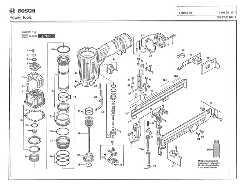 Bosch stn150-18 - 3601d91g10 Tool Parts